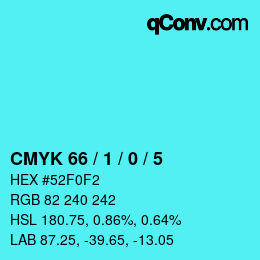Color code: CMYK 66 / 1 / 0 / 5 | qconv.com