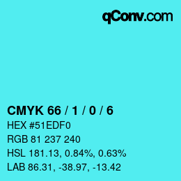 Color code: CMYK 66 / 1 / 0 / 6 | qconv.com