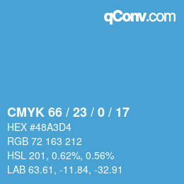 Color code: CMYK 66 / 23 / 0 / 17 | qconv.com