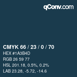Farbcode: CMYK 66 / 23 / 0 / 70 | qconv.com