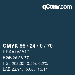 カラーコード: CMYK 66 / 24 / 0 / 70 | qconv.com