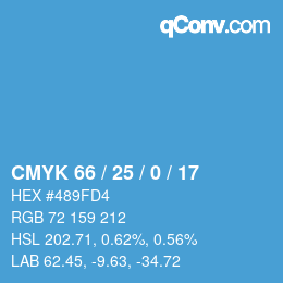 カラーコード: CMYK 66 / 25 / 0 / 17 | qconv.com