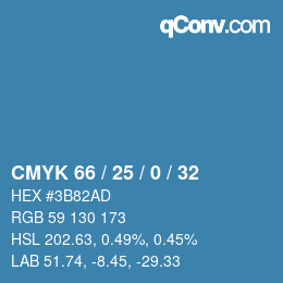 Código de color: CMYK 66 / 25 / 0 / 32 | qconv.com