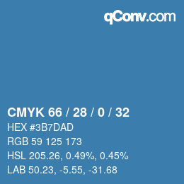 颜色代码: CMYK 66 / 28 / 0 / 32 | qconv.com
