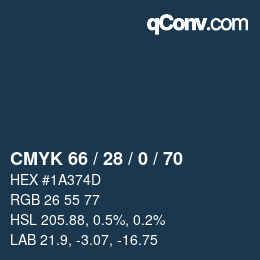 Color code: CMYK 66 / 28 / 0 / 70 | qconv.com