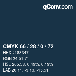颜色代码: CMYK 66 / 28 / 0 / 72 | qconv.com