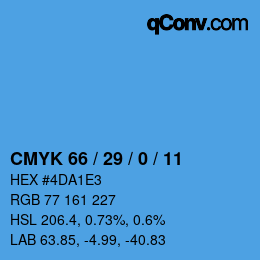 カラーコード: CMYK 66 / 29 / 0 / 11 | qconv.com