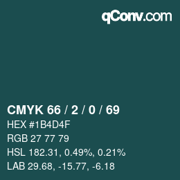 カラーコード: CMYK 66 / 2 / 0 / 69 | qconv.com