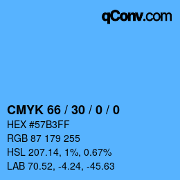颜色代码: CMYK 66 / 30 / 0 / 0 | qconv.com