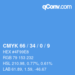 カラーコード: CMYK 66 / 34 / 0 / 9 | qconv.com