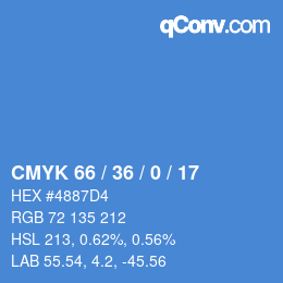 Color code: CMYK 66 / 36 / 0 / 17 | qconv.com
