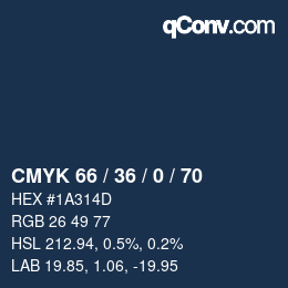 Color code: CMYK 66 / 36 / 0 / 70 | qconv.com