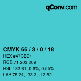 颜色代码: CMYK 66 / 3 / 0 / 18 | qconv.com
