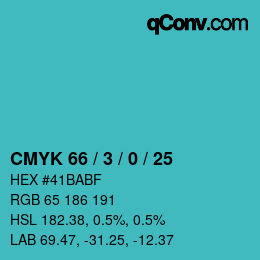 颜色代码: CMYK 66 / 3 / 0 / 25 | qconv.com