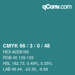 カラーコード: CMYK 66 / 3 / 0 / 48 | qconv.com