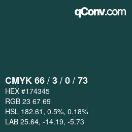 Farbcode: CMYK 66 / 3 / 0 / 73 | qconv.com