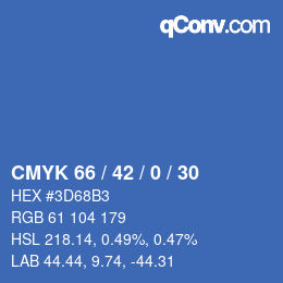 カラーコード: CMYK 66 / 42 / 0 / 30 | qconv.com