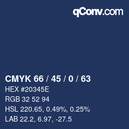 Color code: CMYK 66 / 45 / 0 / 63 | qconv.com