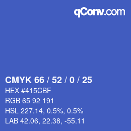 颜色代码: CMYK 66 / 52 / 0 / 25 | qconv.com