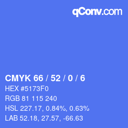 カラーコード: CMYK 66 / 52 / 0 / 6 | qconv.com