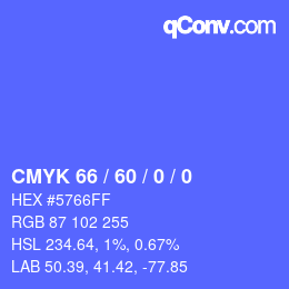 Color code: CMYK 66 / 60 / 0 / 0 | qconv.com