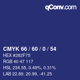 カラーコード: CMYK 66 / 60 / 0 / 54 | qconv.com