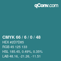 颜色代码: CMYK 66 / 6 / 0 / 48 | qconv.com