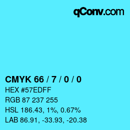 颜色代码: CMYK 66 / 7 / 0 / 0 | qconv.com