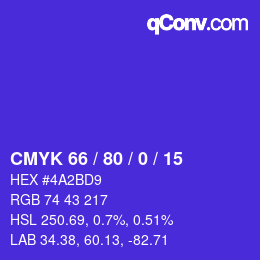 Color code: CMYK 66 / 80 / 0 / 15 | qconv.com