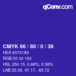 Color code: CMYK 66 / 80 / 0 / 36 | qconv.com