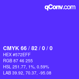Color code: CMYK 66 / 82 / 0 / 0 | qconv.com