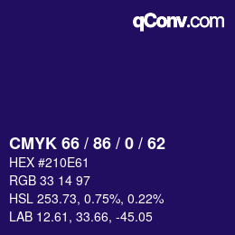 カラーコード: CMYK 66 / 86 / 0 / 62 | qconv.com