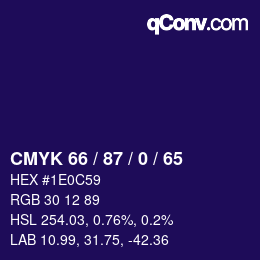 カラーコード: CMYK 66 / 87 / 0 / 65 | qconv.com
