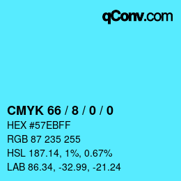 Color code: CMYK 66 / 8 / 0 / 0 | qconv.com