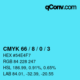 Color code: CMYK 66 / 8 / 0 / 3 | qconv.com
