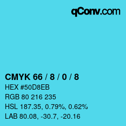 Color code: CMYK 66 / 8 / 0 / 8 | qconv.com