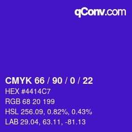 カラーコード: CMYK 66 / 90 / 0 / 22 | qconv.com