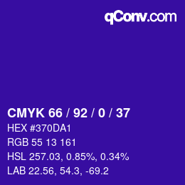 カラーコード: CMYK 66 / 92 / 0 / 37 | qconv.com