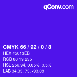 カラーコード: CMYK 66 / 92 / 0 / 8 | qconv.com