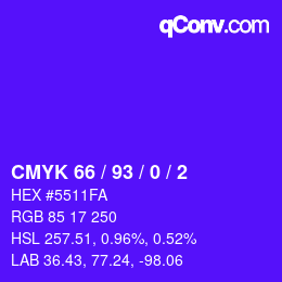 カラーコード: CMYK 66 / 93 / 0 / 2 | qconv.com