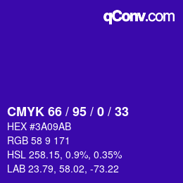 Color code: CMYK 66 / 95 / 0 / 33 | qconv.com