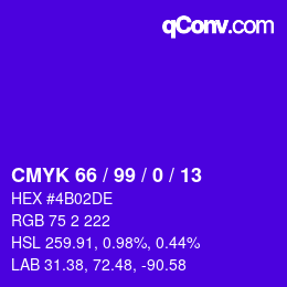 颜色代码: CMYK 66 / 99 / 0 / 13 | qconv.com