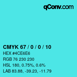Farbcode: CMYK 67 / 0 / 0 / 10 | qconv.com