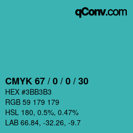 カラーコード: CMYK 67 / 0 / 0 / 30 | qconv.com