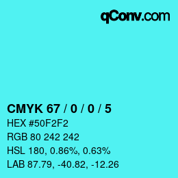 颜色代码: CMYK 67 / 0 / 0 / 5 | qconv.com