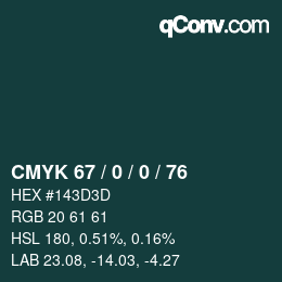 颜色代码: CMYK 67 / 0 / 0 / 76 | qconv.com