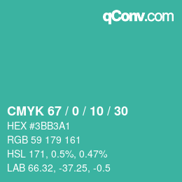 カラーコード: CMYK 67 / 0 / 10 / 30 | qconv.com