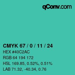 颜色代码: CMYK 67 / 0 / 11 / 24 | qconv.com