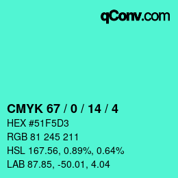 Color code: CMYK 67 / 0 / 14 / 4 | qconv.com