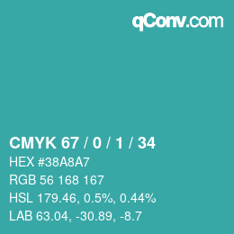 颜色代码: CMYK 67 / 0 / 1 / 34 | qconv.com
